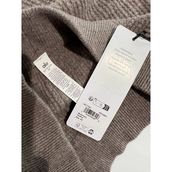 ALO Yoga Cashmere High-Waist Plush Waffle Pant in Mushroom Heather - Picture 6 of 6